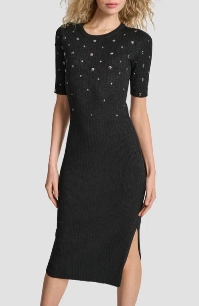 Dkny Metallic Studded Sweater Dress In Black
