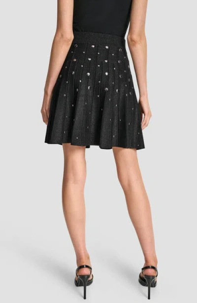 Dkny Studded Metallic Miniskirt In Black