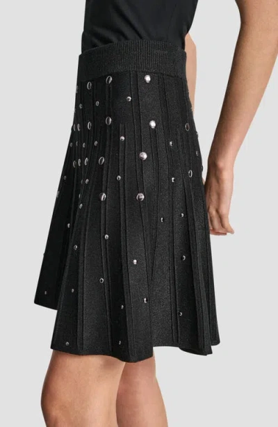 Dkny Studded Metallic Miniskirt In Black