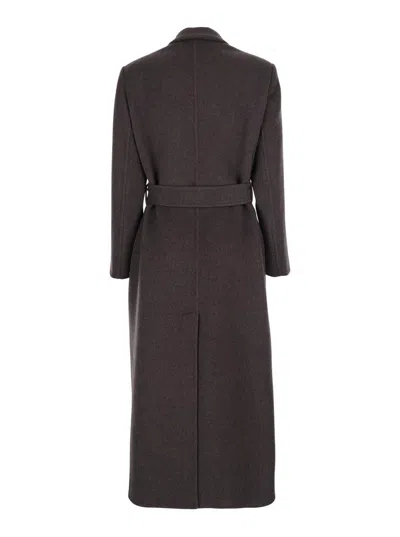 Brunello Cucinelli Brown Wool And Cashmere Coat In Gray