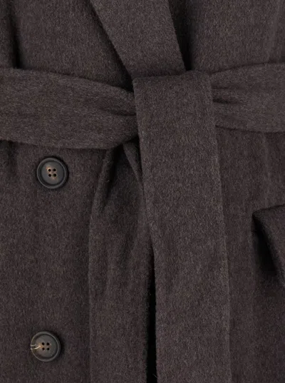 Brunello Cucinelli Brown Wool And Cashmere Coat In Gray