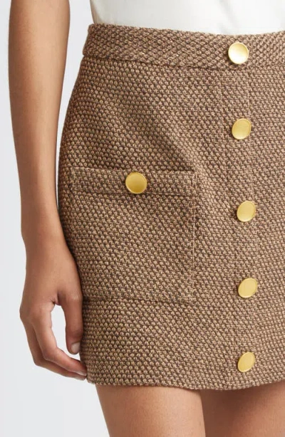 L'agence Zander Button Front Miniskirt In Brown