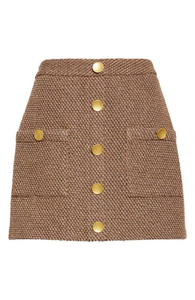 L'agence Zander Button Front Miniskirt In Brown