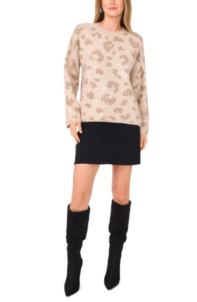 Vince Camuto Leopard Sequin Sweater In Pink