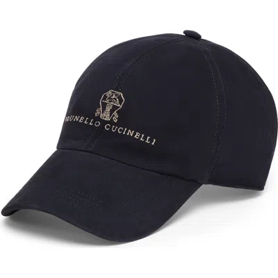 Brunello Cucinelli Embroidered Logo Baseball Cap In Blue
