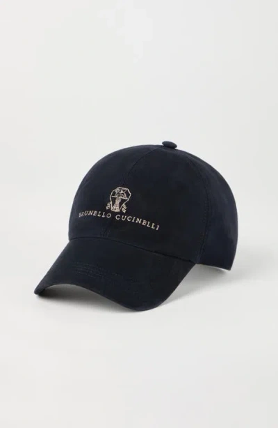 Brunello Cucinelli Embroidered Logo Baseball Cap In Blue