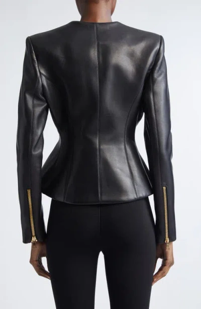 Balmain Tailored Lambskin Jacket Zipper In Black