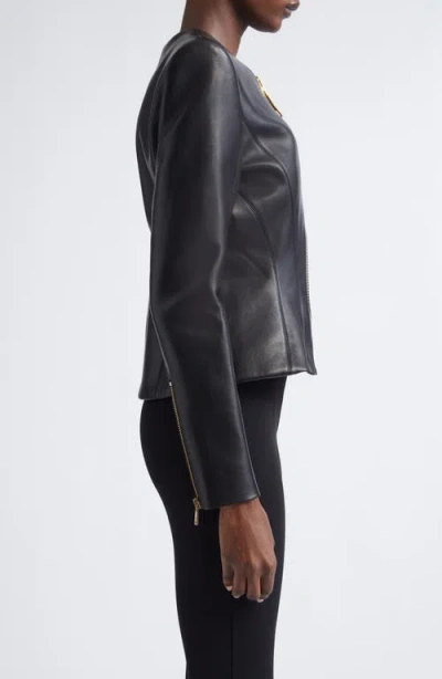 Balmain Tailored Lambskin Jacket Zipper In Black