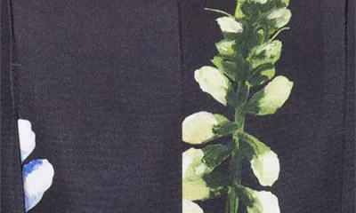 Oscar De La Renta Short Sleeve Multi Foxgloves Degrade Dress In Black