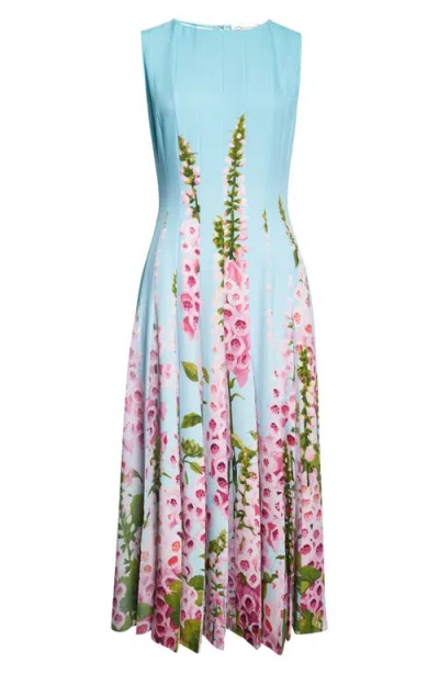 Oscar De La Renta Strapless Foxgloves Ombre Faille Gown In Multi