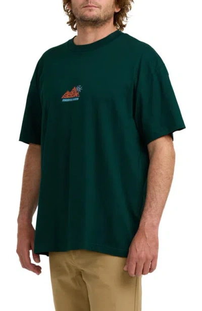 Billabong Reach The Peak Adventure Division Organic Cotton Graphic T-shirt In Green