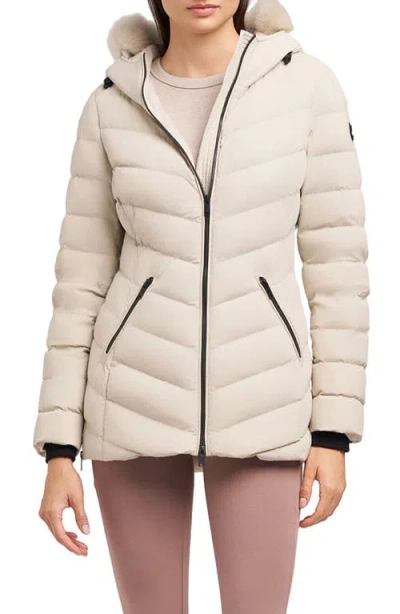 Moose Knuckles Roselawn 5 Water Repellent 800 Fill Power Down Puffer Jacket With Genuine Shearling T In White