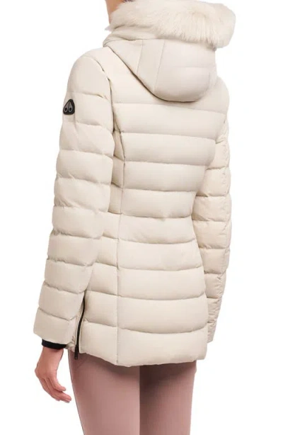 Moose Knuckles Roselawn 5 Water Repellent 800 Fill Power Down Puffer Jacket With Genuine Shearling T In White