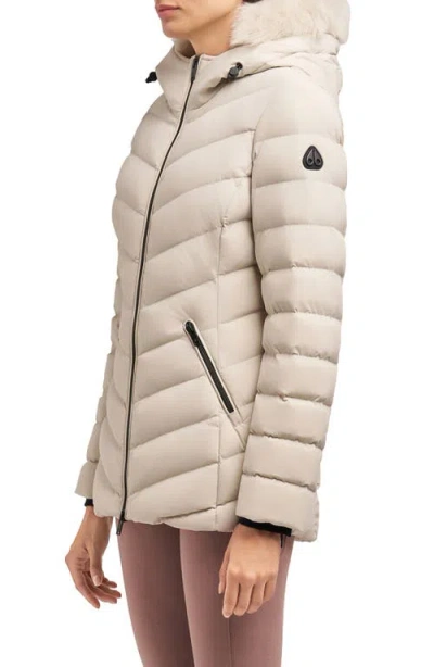 Moose Knuckles Roselawn 5 Water Repellent 800 Fill Power Down Puffer Jacket With Genuine Shearling T In White