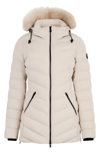 Moose Knuckles Roselawn 5 Water Repellent 800 Fill Power Down Puffer Jacket With Genuine Shearling T In White