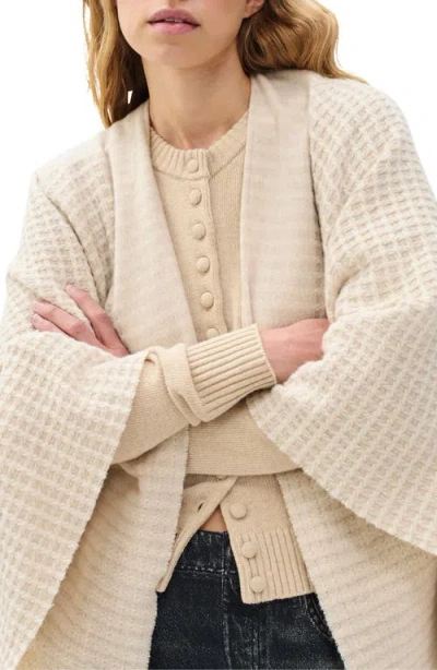 Rag & Bone Joni Recycled Wool Blend Waffle Poncho In Neutral