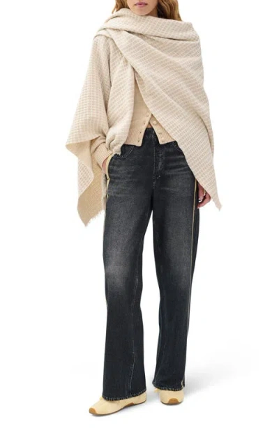 Rag & Bone Joni Recycled Wool Blend Waffle Poncho In Neutral