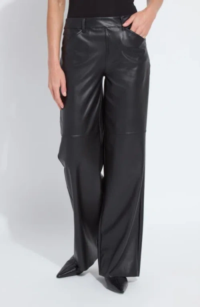 Lyssé High Waist Vegan Leather Wide Leg Pants In Kohl Black In Multi