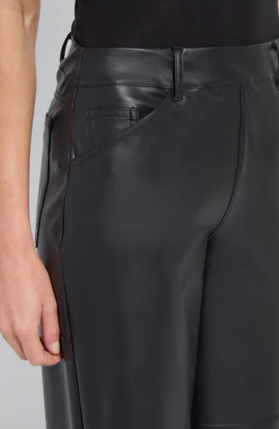 Lyssé High Waist Vegan Leather Wide Leg Pants In Kohl Black In Multi