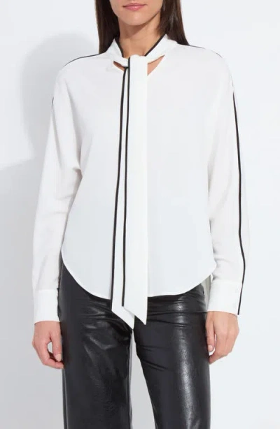 Lyssé Daphne Dolman Sleeve Bow Blouse In White