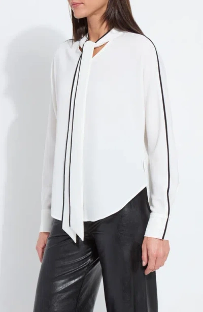 Lyssé Daphne Dolman Sleeve Bow Blouse In White