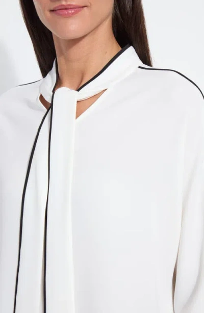 Lyssé Daphne Dolman Sleeve Bow Blouse In White