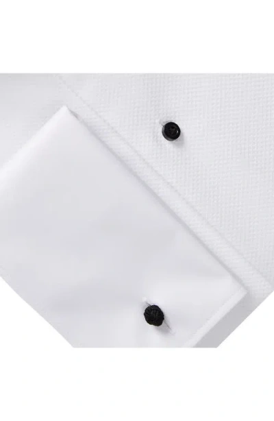 Emanuel Berg Modern Fit Textured Bib White Cotton Tuxedo Shirt In White