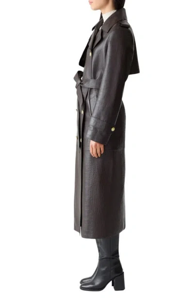 Mackage Gael Double Breasted Lambskin Leather Trench Coat In Black