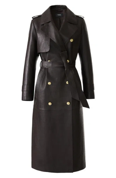 Mackage Gael Double Breasted Lambskin Leather Trench Coat In Black