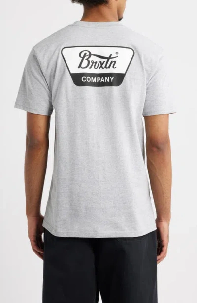 Brixton Linwood Logo Graphic T-shirt In Gray