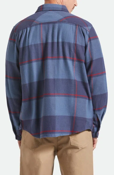 Brixton Bowery Plaid Flannel Button-up Shirt In Blue