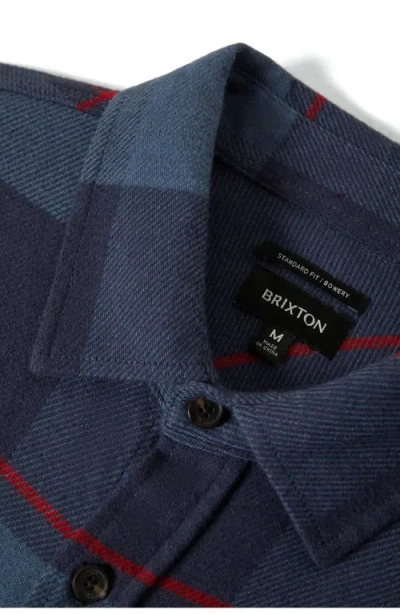 Brixton Bowery Plaid Flannel Button-up Shirt In Blue
