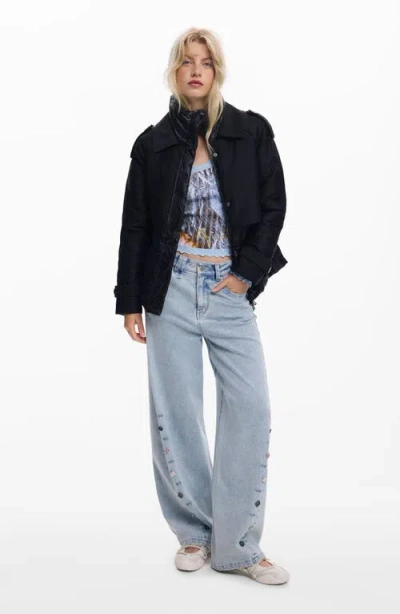 Desigual Hybrid Padded Jacket In Black