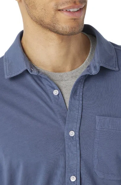 Fair Harbor Saltaire Organic Cotton Knit Button-up Shirt In Blue