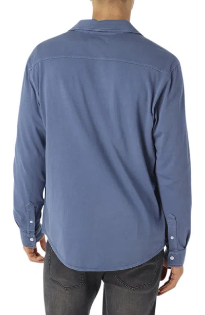 Fair Harbor Saltaire Organic Cotton Knit Button-up Shirt In Blue