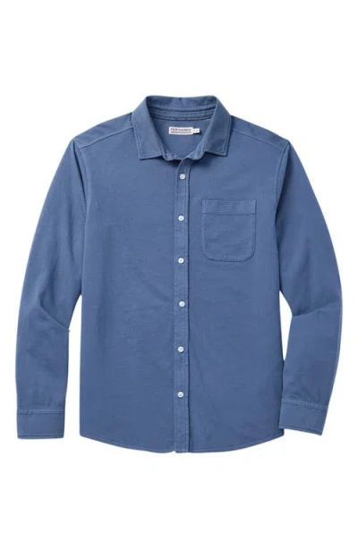 Fair Harbor Saltaire Organic Cotton Knit Button-up Shirt In Blue