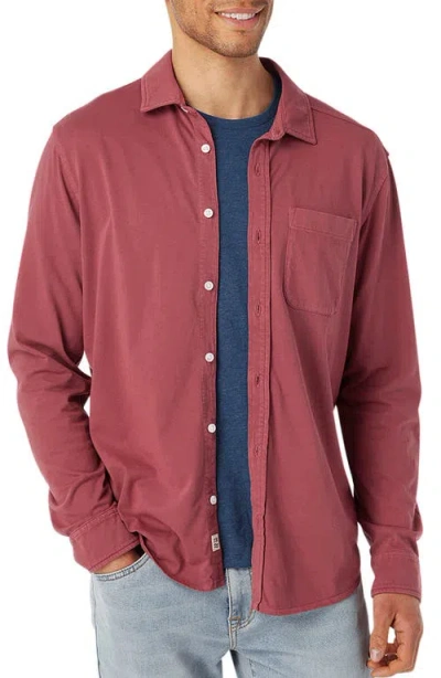 Fair Harbor Saltaire Organic Cotton Knit Button-up Shirt In Red
