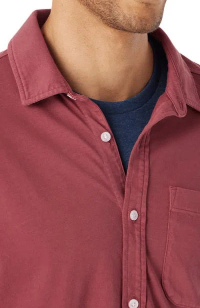 Fair Harbor Saltaire Organic Cotton Knit Button-up Shirt In Red