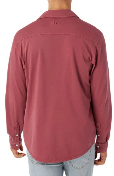 Fair Harbor Saltaire Organic Cotton Knit Button-up Shirt In Red
