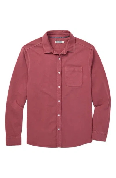 Fair Harbor Saltaire Organic Cotton Knit Button-up Shirt In Red