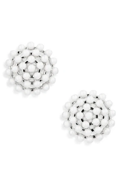 Nadri The Perfect Gift Faux Pearl Stud Earrings In Metallic