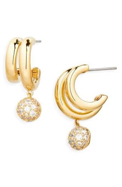 Nadri Pavé Drop Hoop Earrings In Gold