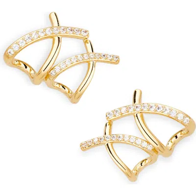 Nadri The Perfect Gift Double Cage Stud Earrings In Gold