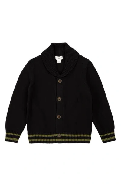 Miles Baby Kids' Shawl Collar Organic Cotton Cardigan In Black