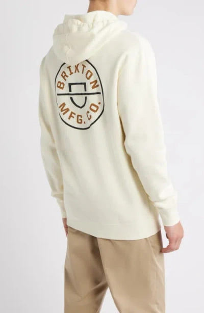 Brixton Crest Graphic Hoodie In White