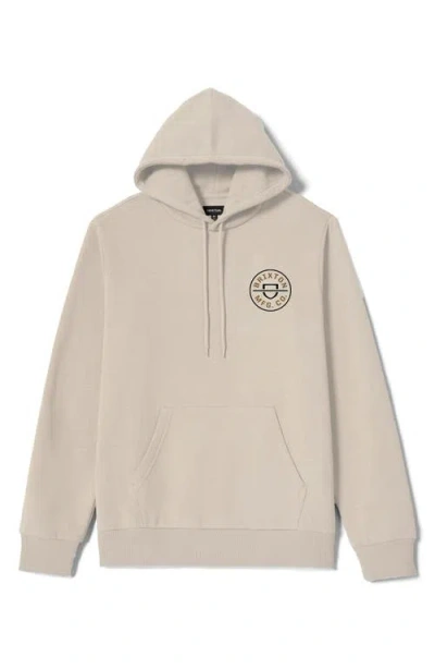 Brixton Crest Graphic Hoodie In White