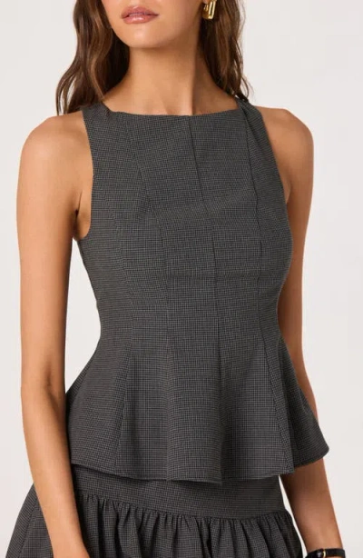 Astr The Label Houndstooth Peplum Top In Gray