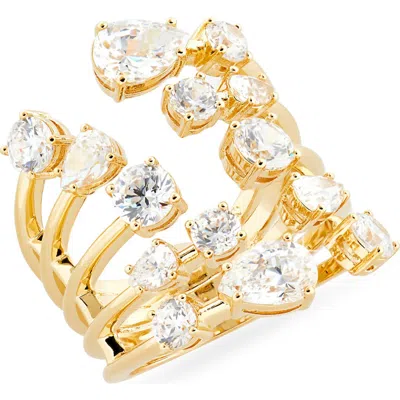 Nadri Hollywood Multi Row Cubic Zirconia Ring In Gold