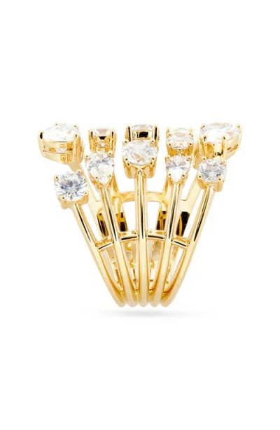 Nadri Hollywood Multi Row Cubic Zirconia Ring In Gold