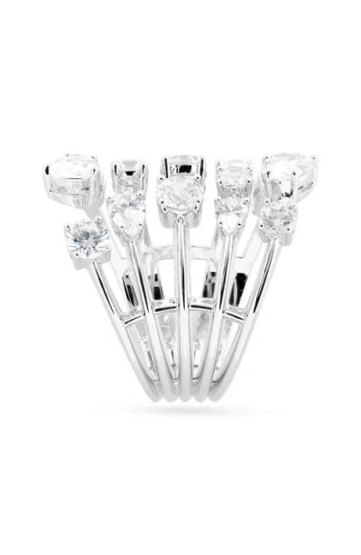 Nadri Hollywood Multi Row Cubic Zirconia Ring In Metallic